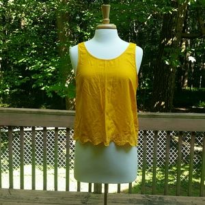NWT H&M Yellow Scalloped Eyelet Edge Crop Top